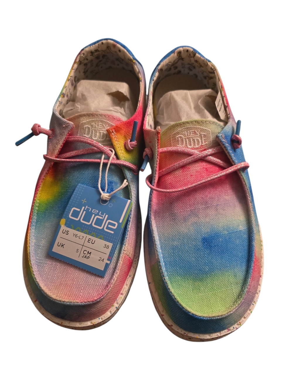 Hey Dude Kids Tie-Dye Canvas Sneakers in Pink, Blue, Green, Yellow